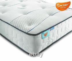 Matelas en mousse à mémoire de forme à ressorts ensachés Sareer Cool Blue 1000, 3FT, 4FT, 4FT6, 5FT