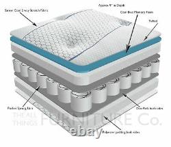 Matelas en mousse à mémoire de forme à ressorts ensachés Sareer Cool Blue 1000, 3FT, 4FT, 4FT6, 5FT