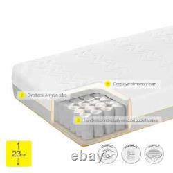 Matelas hybride Dormeo Options en mousse à mémoire de forme et ressorts ensachés, fermeté moyenne.