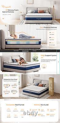 Matelas hybride à mémoire de forme à ressorts ensachés de 10 pouces de profondeur pour lit simple double au Royaume-Uni