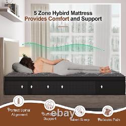 Matelas hybride double de 34 cm confortable en mousse à mémoire et ressorts ensachés