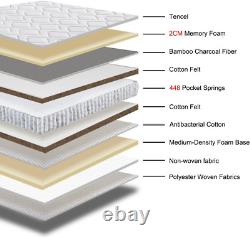 Matelas simple Dosleeps 3FT 9 zones à ressorts ensachés avec mousse à mémoire de forme