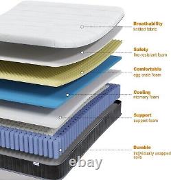 Matelas simple MOLPHIT à ressorts ensachés avec mousse à mémoire de forme, 10 pouces de profondeur