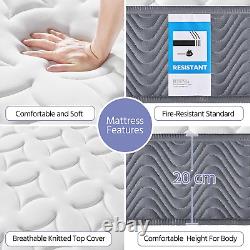 Matelas simple Yaheetech 3ft à ressorts ensachés et mousse à mémoire, de fermeté moyenne