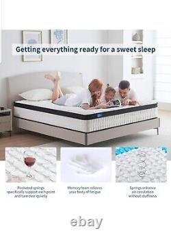 Matelas simple de 12 pouces 3ft soulageant les douleurs dorsales, en mousse à mémoire de forme à ressorts ensachés hybride