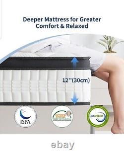 Matelas simple de 12 pouces 3ft soulageant les douleurs dorsales, en mousse à mémoire de forme à ressorts ensachés hybride