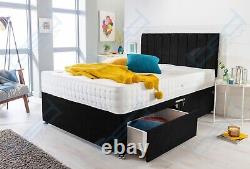 Mémoire De Velvet Foam Divan Bed Set Avec Mattress Headboard 3ft 4ft6 Double 5ftking