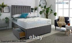 Mémoire Foam Divan Bed Set, Mattress Olivia Headboard 3ft 4ft6 Double 5ft Roi