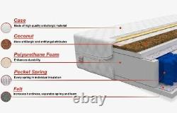 Memory Foam Pocket Sprung Mattress Coconut Ikea Euro Size 2ft6 3ft 4ft6 5ft 6ft