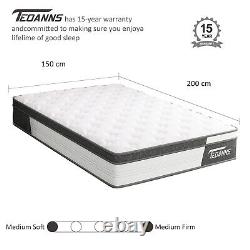 Teoanns Matelas Memory Mousse Hybrid Pocket Spring Double King Medium Firm Rollup