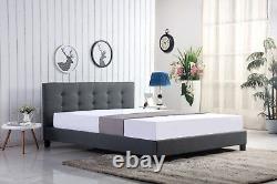 Tissu de lit design en chenille gris/mink Bergen 4ft6, 5ft avec options de matelas